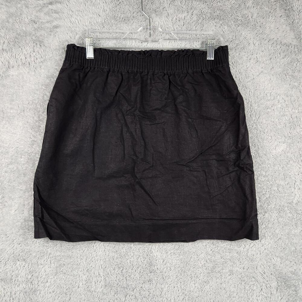 J Crew Skirt Womens 10 Black Linen Blend Lined Pockets Office Work Grunge Gothic